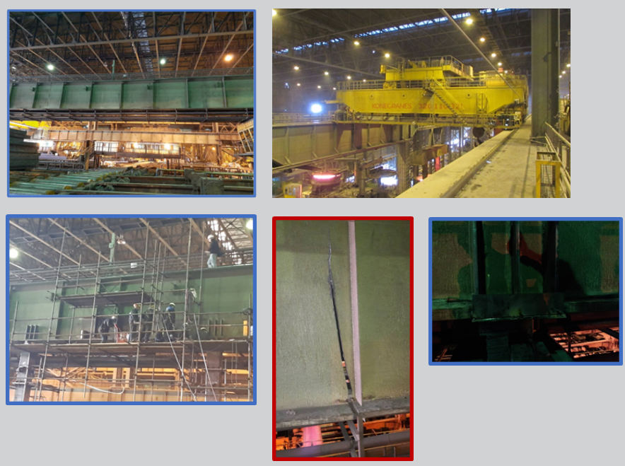 تقویت و مقاومسازی تیرهای حامل جرثقیل واحد 28 فولاد مبارکه